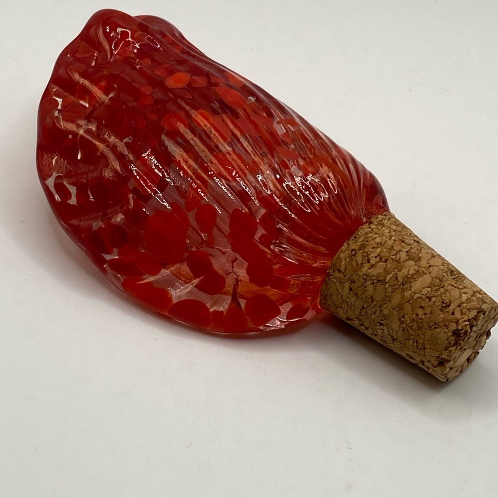 Orange/Red Handmade Glass Wine Stopper 4"